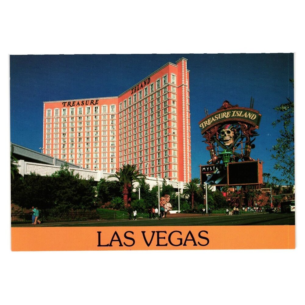 Treasure Island Vintage Postcard Hotel Casino Vacation Gambling Las Vegas Nevada